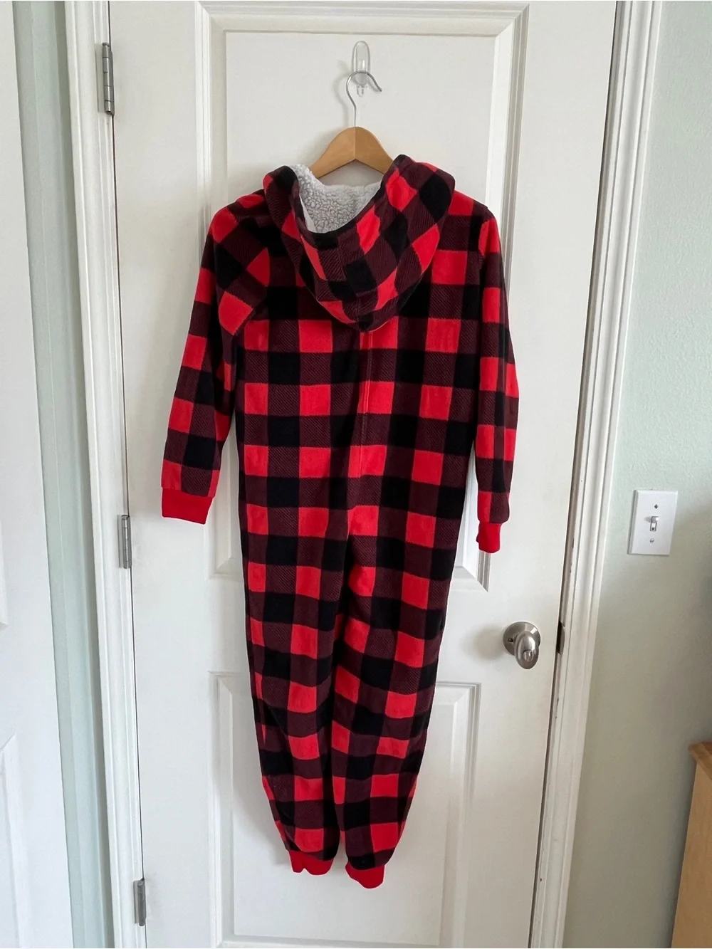 Gymboree Red and Black Buffalo Plaid Hooded One-Piece